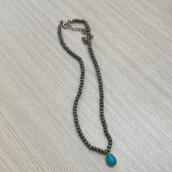 Elegant Turquoise and Silver Beaded Necklace - Picture 3 of 3
